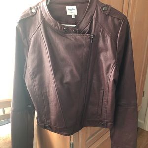 Leatherette biker jacket burgundy